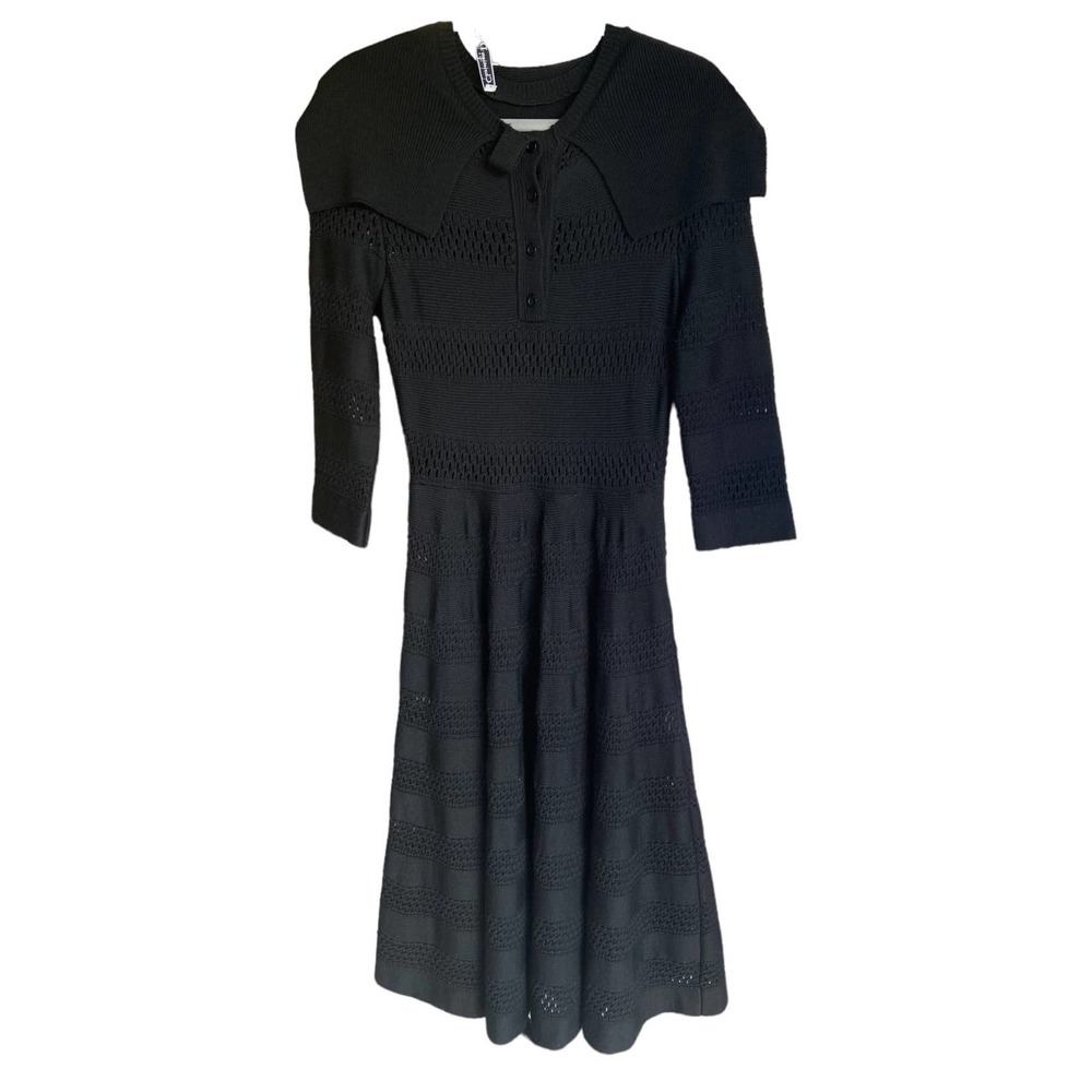 Christian Dior Black Knit Peterpan Collar Sweater Dress Size 10